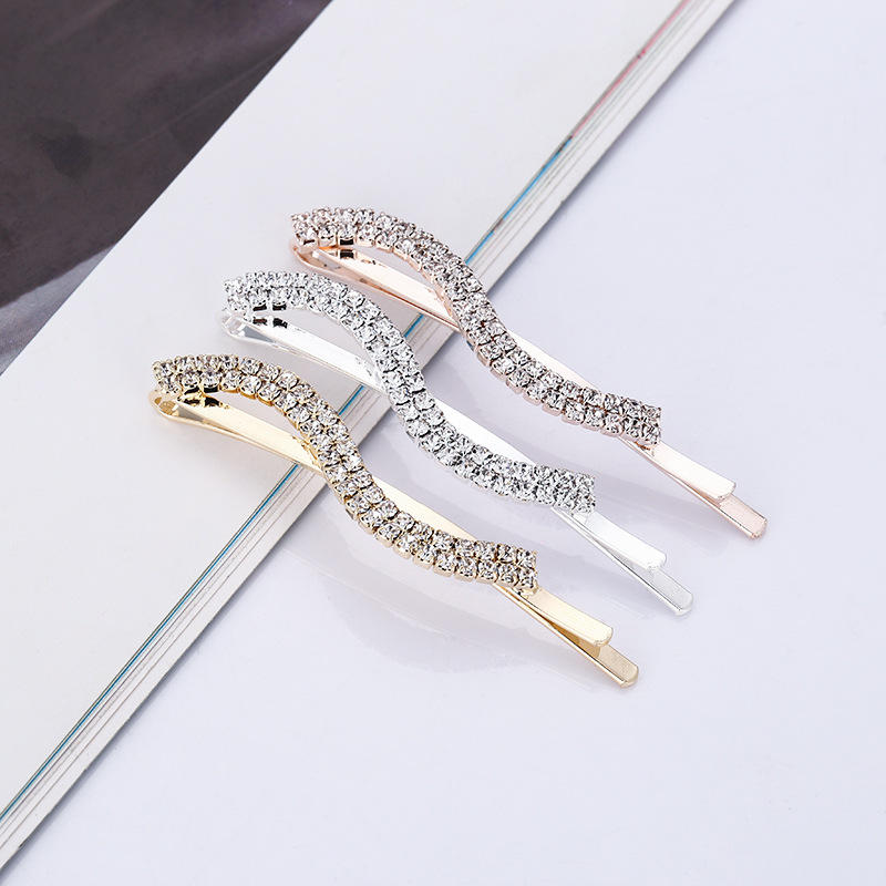 Fashion Solid Color Rhinestone Plating Inlay Artificial Diamond Hair Clip display picture 2