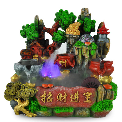 创意石磨款假山流水喷泉小号桌面简约微景观鱼缸实用家居摆设品