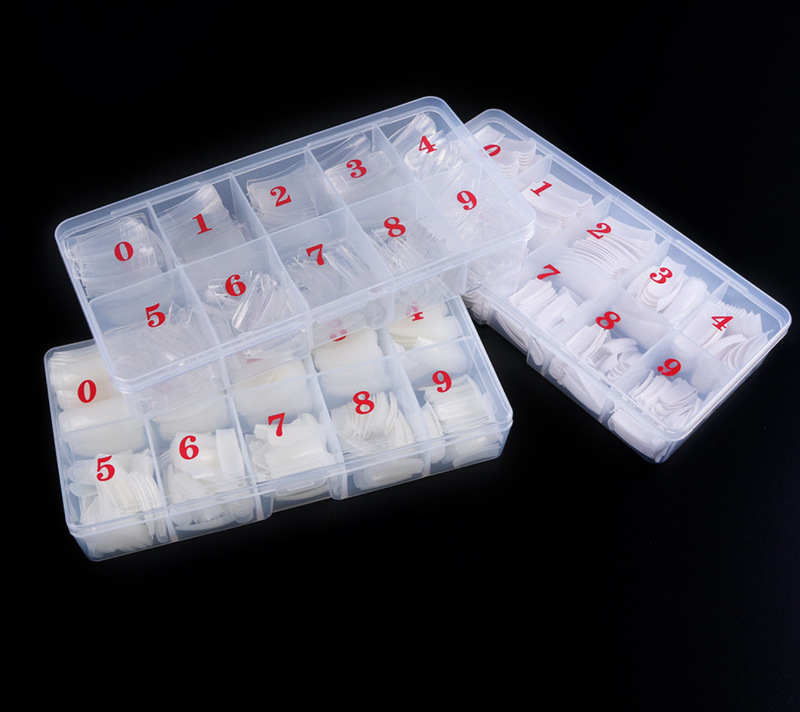 Manicure boxed nail piece manicure 500 pieces boxed nail piece practice fake nail White natural transparent nail tool