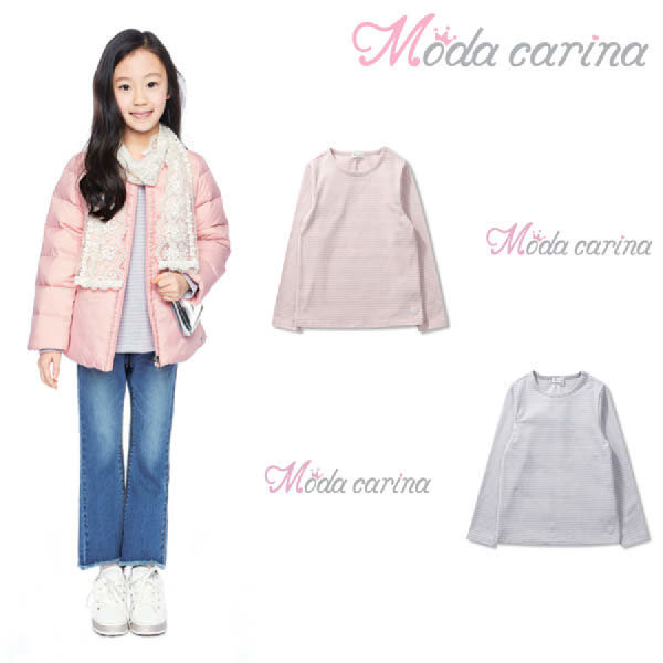 女童纯棉弹力卫衣 色织条纹 韩国moda carina打底衣