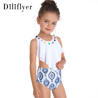跨境专供嗨鱼2020新款儿童泳衣 欧美款双飞边女童泳装厂家批发|ru