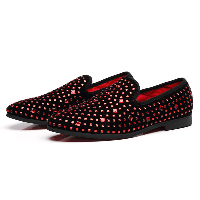 Leather shoes Men's fashion men's shoes rhinestone small leather shoes_vogvips.com