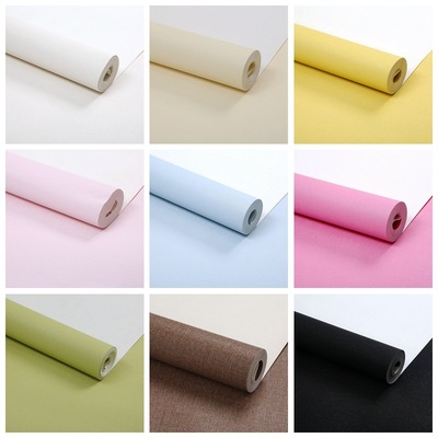 亚麻布纹纯素色墙纸现代简约酒店餐厅服装工程粉蓝绿黑白咖色壁纸