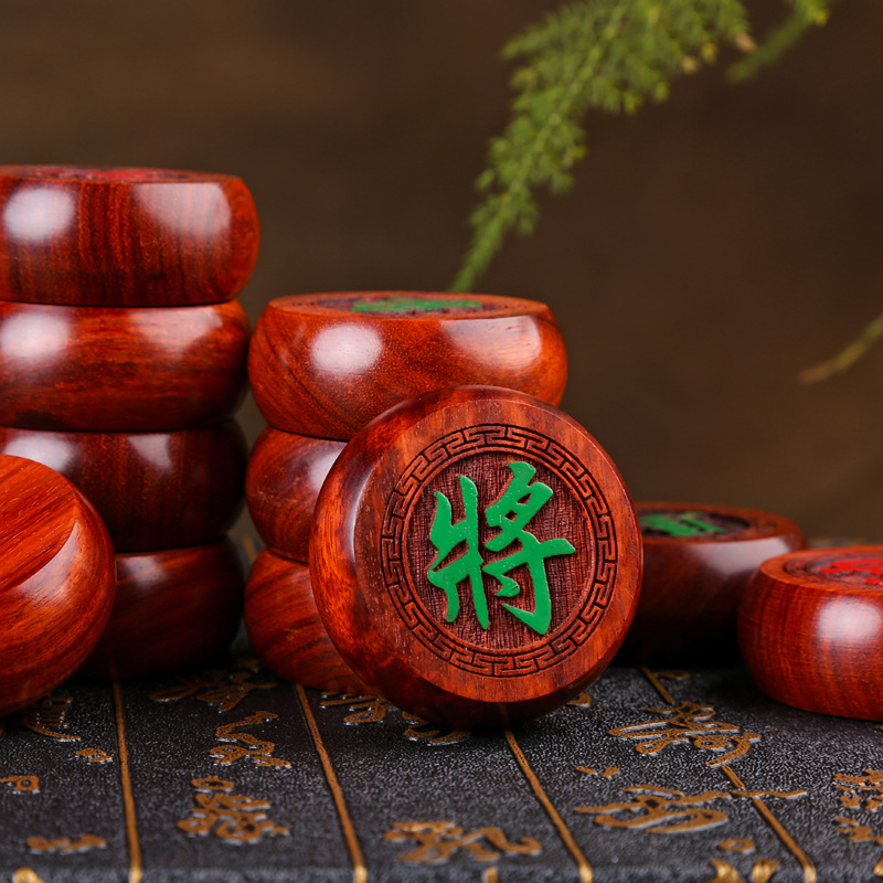 赞比亚血檀 非洲小叶紫檀 中国象棋 红木礼品 木质象棋私人定制|ru