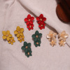 Fashionable fresh earrings, European style, flowered