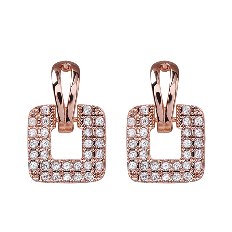 925 Silver Pin Fashion Short Micro-inlaid Zircon Square Earrings Small Wild Girl Temperament Earrings Popular New display picture 11