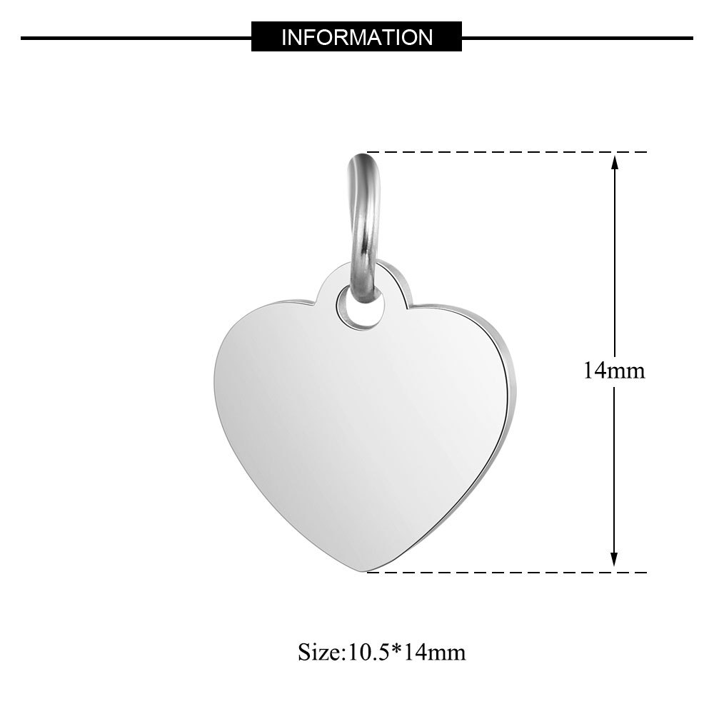 Heart Shape Pattern 5 PCS/Package 10.5*14mm 304 Stainless Steel Heart Shape Pendant