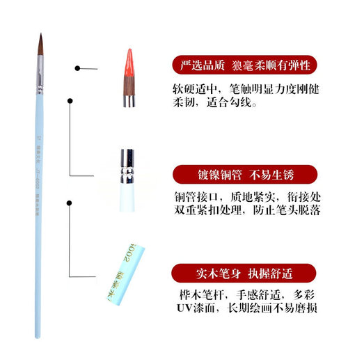 Round-head wolf-hair watercolor brush, gouache brush, calligraphy brush, oil painting brush – dual-size student gouache set, single acrylic brush