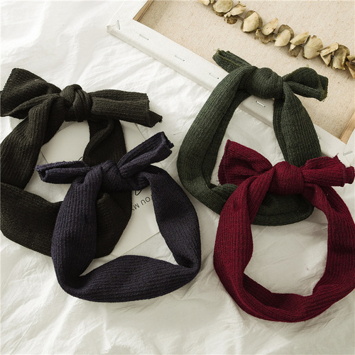 Headwear new bow hair accessories Children's solid color baby headband hair accessories wide-brimmed baby girl's micro elastic headband