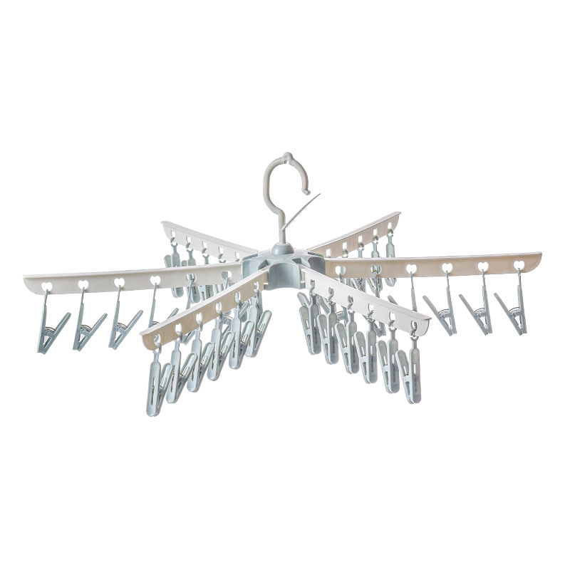 Xiangsu hogar 36-clip plegable en forma de paraguas de secado rack de plástico a prueba de viento multi-clip adulto secado rack ropa interior