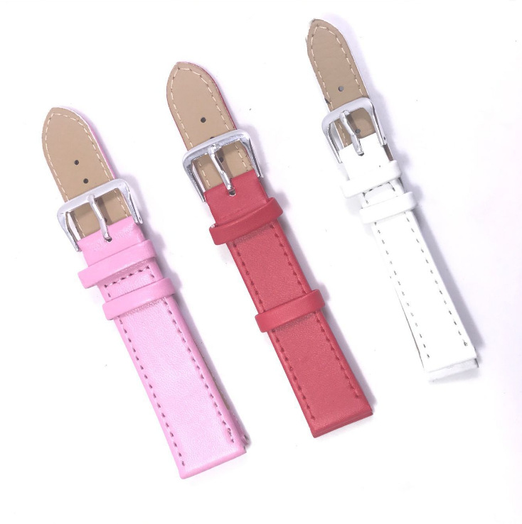 皮革表带 针扣手表带 红 粉红 白色 12MM14mm16mm18mm20mm
