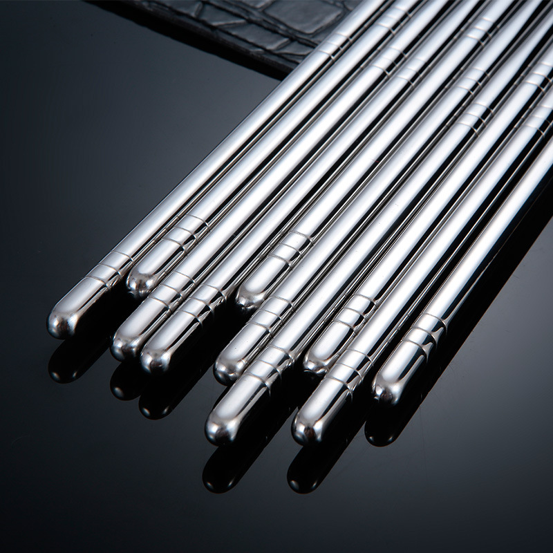 厂家批发304不锈钢筷子方形纯色防烫防滑家用酒店餐具套装