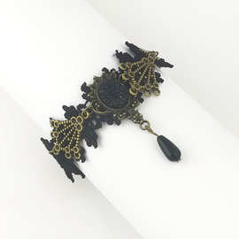 情人节热销款 复古黑色妖精婚纱摄影配饰 蕾丝脚链脚饰