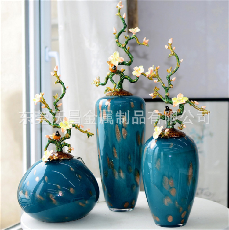 美式珐琅彩艺术花瓶  插花干花创意家居花瓶工艺品摆件加工定制