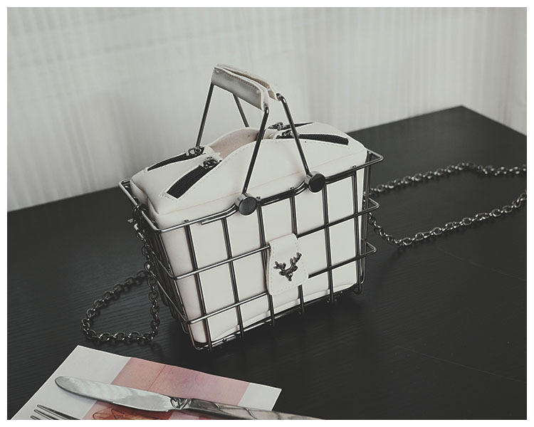 New Fashion Small Box Metal Basket Messenger Chic Women's Chain Handbag display picture 8