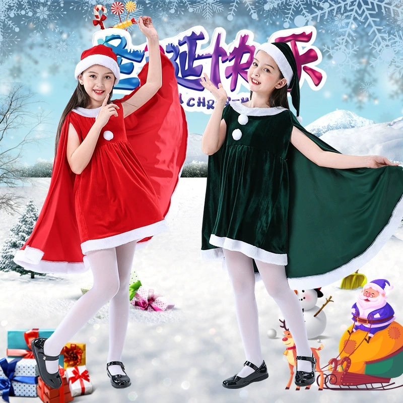 Новая детская Рождественская одежда Одежда для рождественских выступлений Сценическое платье Одежда для рождественских выступлений для девочек