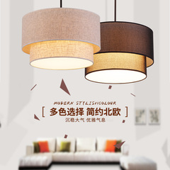 Modern bedroom pendant living room dining room lamp minimalist rural round creative double-layer linen fabric lamp