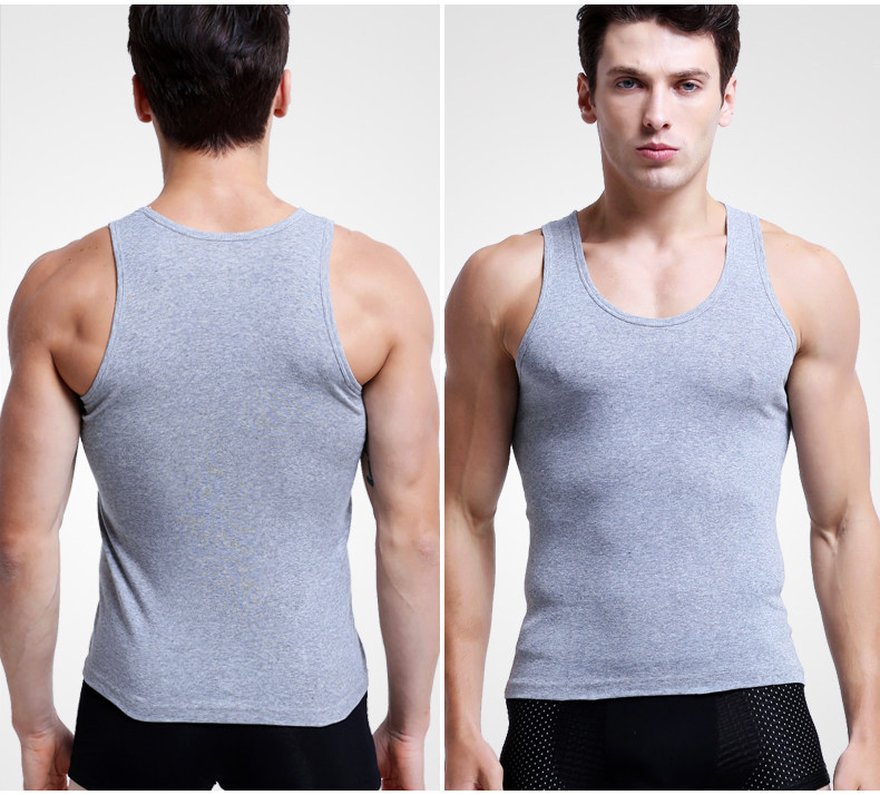 Aliexpress men's vest cotton breathable slim summer youth sports fitness hurdle undershirt vest men