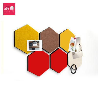 磁性六边形毛毡贴 家用照片装饰墙贴定制 创意办公儿童教育留言板|ru