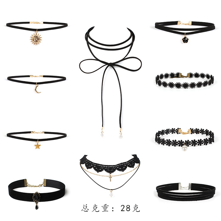 Fashion New Gothic Neckband Choker Collar Lace Necklace Set display picture 5