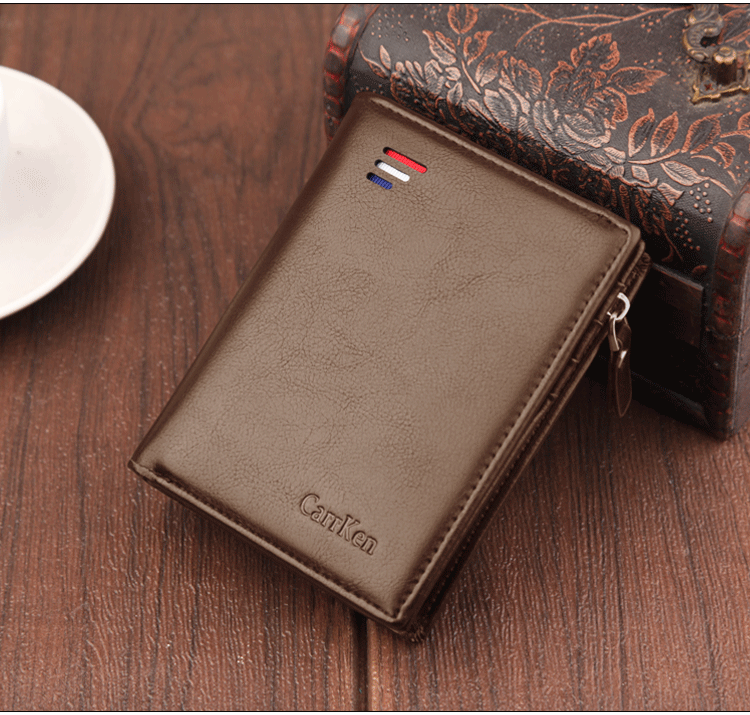 Men's Wallet Short Rfid Anti-degaussing Wallet Buckle Zipper Bag Dollar Clip Anti-theft Brush display picture 9