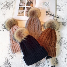 秋冬新款保暖針織帽女士麻花毛線帽韓版加厚毛球帽子保暖套頭冷帽