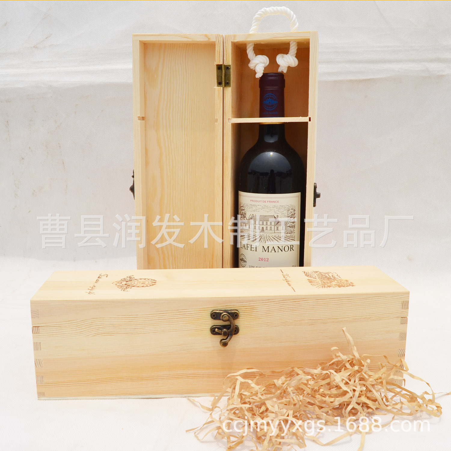 紅酒木盒單只烙印紅酒禮盒松木單支紅酒盒通用版木制包裝木頭酒盒