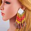 Genuine woven long earrings handmade with tassels, boho style