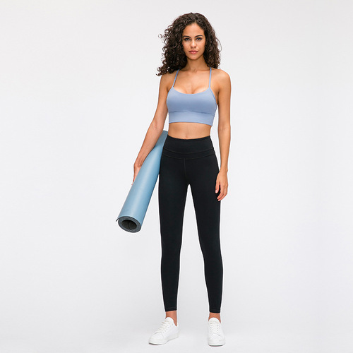 Shishi Zhihui's new nude-feeling herringbone beautiful back sports bra shock-proof gathered running sports fitness yoga bra