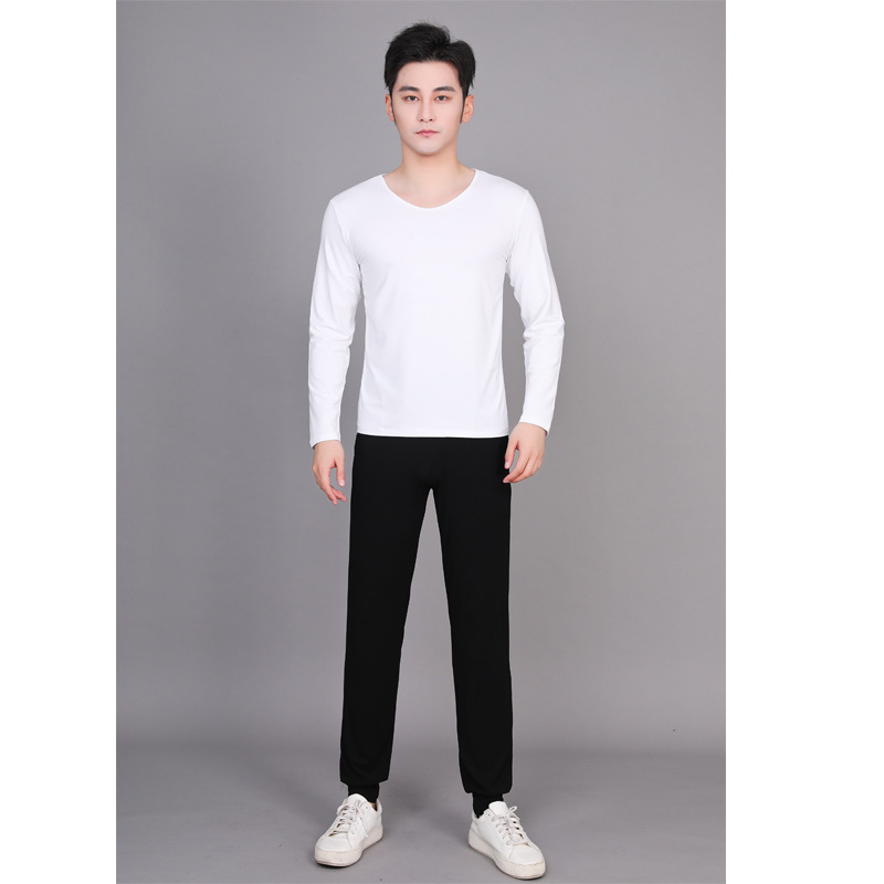 03 white long sleeve V-neck suit