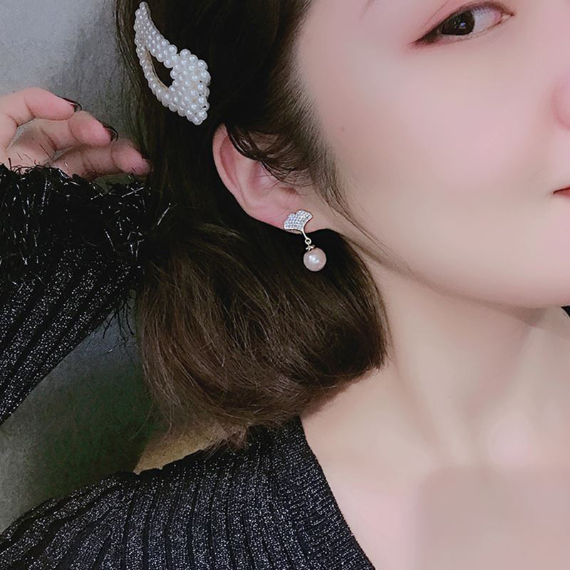 Koreanische Ginkgo Blätter Zirkon Ohrringe Damen S925 Silbern Adel Perlen Ohrringe Einfache Und Vielseitige Temperament Ohrringe display picture 18
