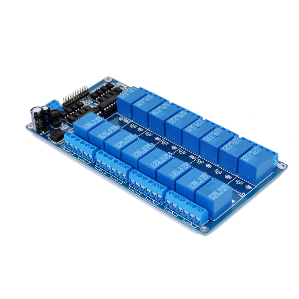 16路继电器 蓝色继电器 控制板 带光耦保护 带LM2576电源