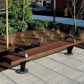 实木公园椅户外休息长凳不锈钢公园长椅园林景观铁艺室外长椅条椅