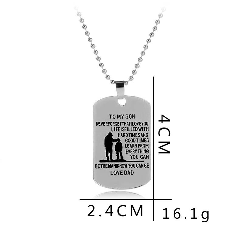 Hot Father&#39;s Day Gift To My Son Father And Son Family Military Necklace Yiwu Nihaojewelry Wholesale display picture 1
