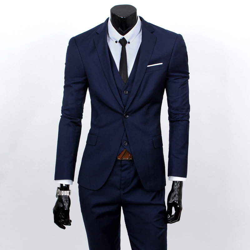 Suit suit men's three piece business suit professional suit slim groom wedding dress autumn