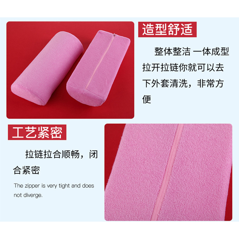 Herramientas de uñas suministros toalla almohada de mano al por mayor pequeña almohada de maquillaje semicírculo paño de felpa extraíble y lavable monocromo almohada de mano