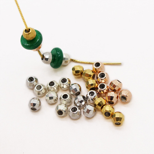 S925 sterling silver adjustable silicone beads DIY handmade bracelet necklace spacer beads fixed special beads cut surface positioning beads