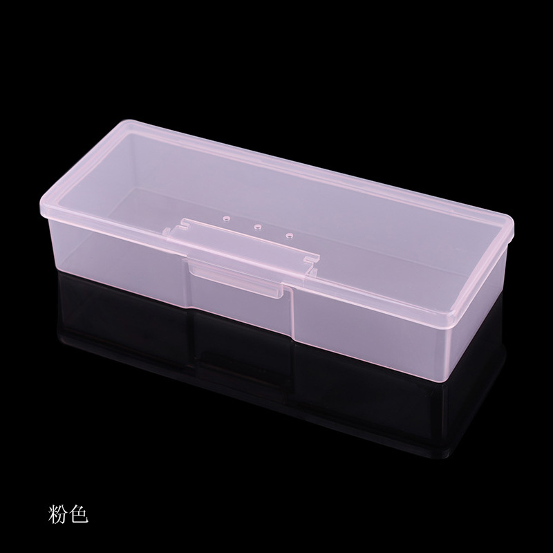 美甲工具盒饰品收纳盒塑料盒子透明粉色纹绣美甲笔盒多功能储物盒|ru
