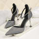 9321-2 European and American sexy sharp temperament high-heeled shoes show thin banquet 100 sets of women's shoes with thin-heeled sandals