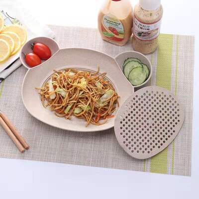 厂家批发创意饺子盘 家居饺子盘 小麦秸秆餐具 小熊塑料水饺餐盘