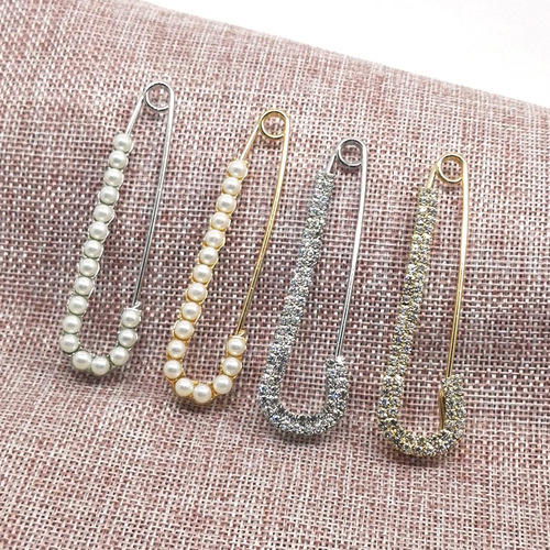 Huailang Jewelry Korean Style Jewelry New Style Pearl Rhinestone Super Sparkling Pin Shape Brooch