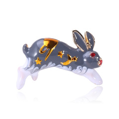 Korean Bestselling Cute Cartoon Alloy Oil Drop White Rabbit Pin and Flower, Simple and Versatile Fashion Accessory Pin