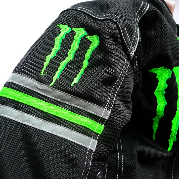 Zomer ademende motorracejas met anti-val beschermende kleding - Monster Energy Design [motorjas, racepak]