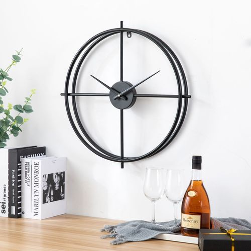 Modern Minimalist Silent Wall Clock, Creative Decorative Clock for Living Room and Bedroom, Nordic Light Luxury Metal and Iron Clock