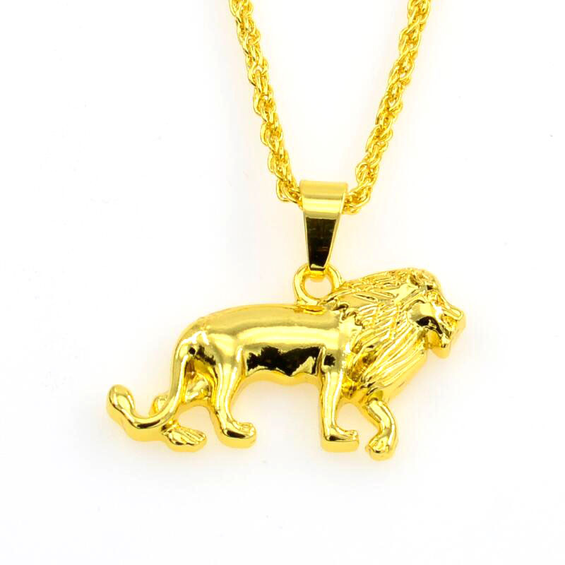New European and American lion hip-hop necklace men's neutral gold-plated hiphop pendant factory direct K1224