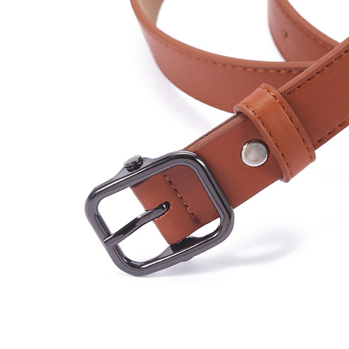 Korean style belt women's thin belt women's pin buckle PU casual decoration student retro thin trouser belt manufacturer wholesale