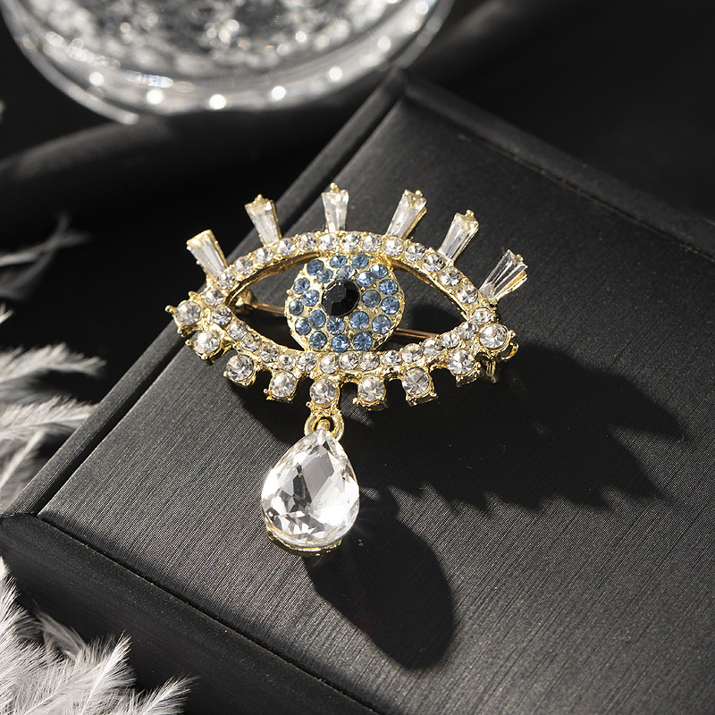 Koreansk mode krystal vanddråbe briller indlagt med diamant legering broche corsage nål mænd og kvinder tøjtilbehør_voghion.com