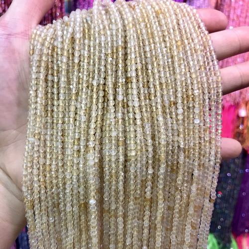 Natural Yellow Crystal Cut Half-Finished Bead Pendant Earrings Necklace Hairpin Tassel DIY Jewelry Accessories Wholesale