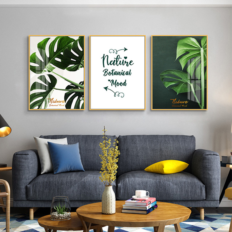 现代北欧客厅pvc水晶膜晶瓷装饰画三联水晶面布纹膜家居挂画批发|ms