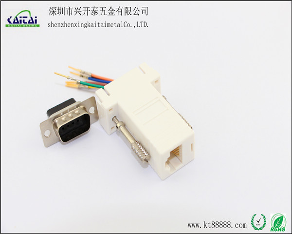 兴开泰厂商供应优质电脑转接头，RJ45-9母 RJ45-9公颜色可定